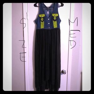 Denim and sheer painted dress